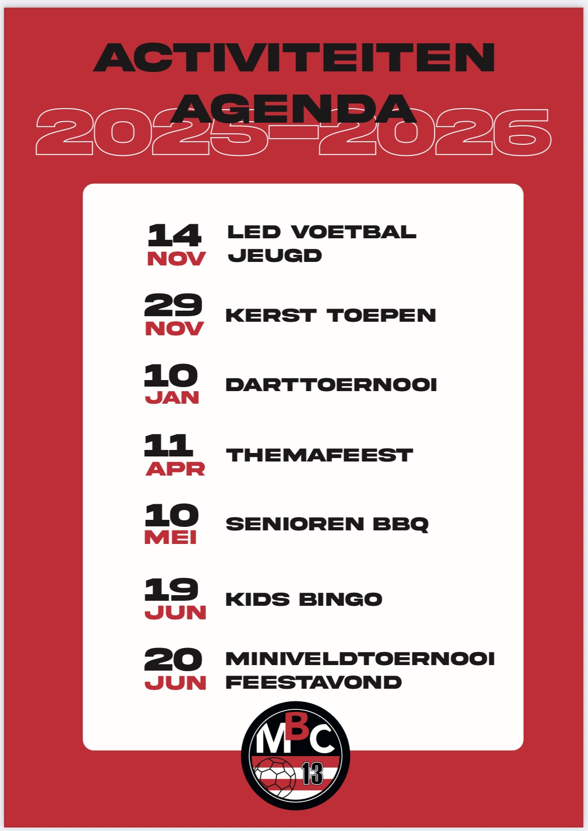 ACTIVITEITEN AGENDA 2025-2026